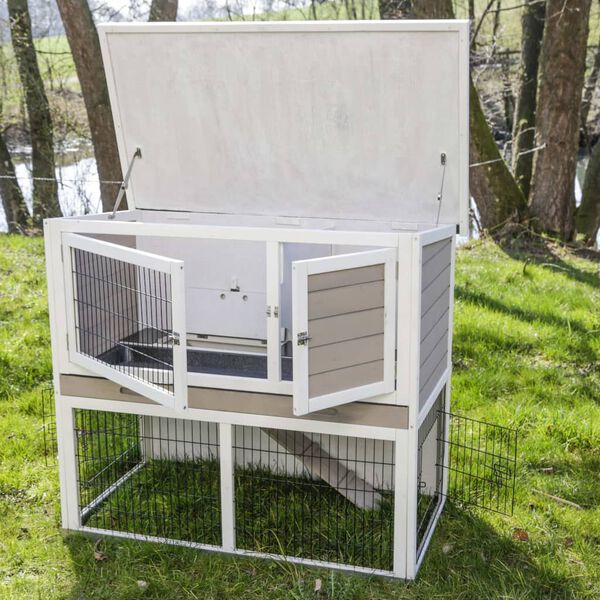 Kerbl Rodent House White Wood Large Doors Rabbit Hutch Rectangular