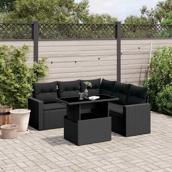 vidaXL Garden Sofa Set Black