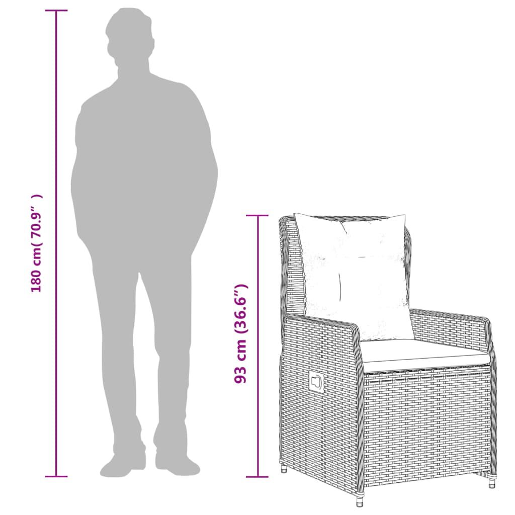 vidaXL 7 Piece Patio Dining Set with Cushions Light Grey Poly Rattan