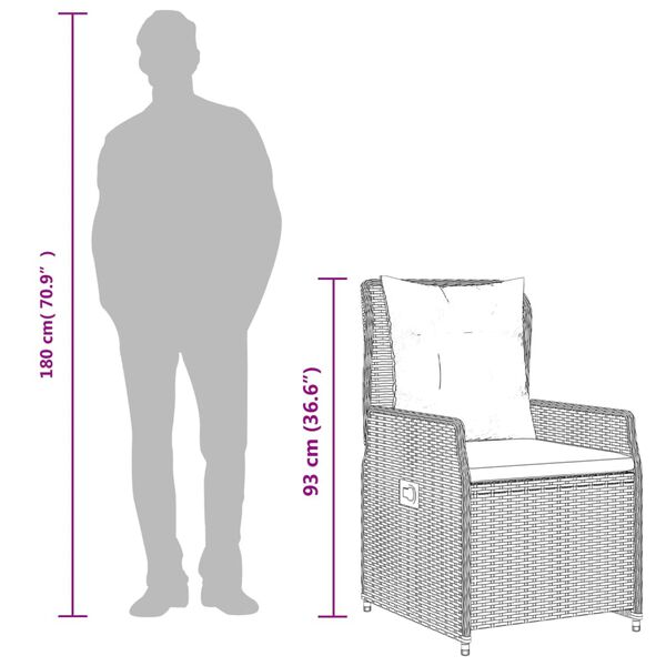 vidaXL 7 Piece Patio Dining Set with Cushions Light Grey Poly Rattan