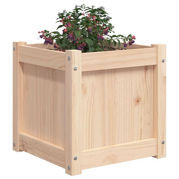 vidaXL Garden Planter Set of 2 Natural Solid pine wood 15.7x15.7x15.7 in