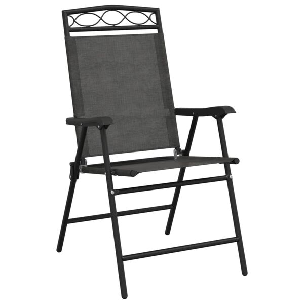vidaXL Garden Chair Set of 8 Melange Grey Textilene fabric, Steel