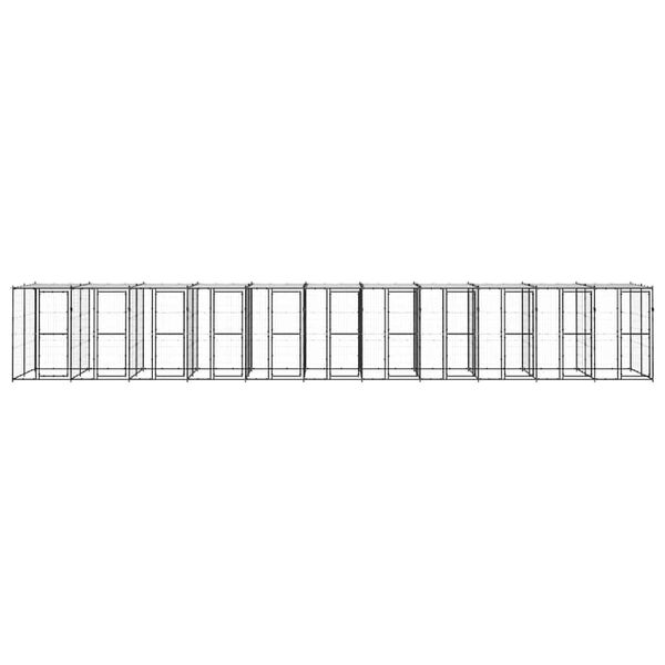 vidaXL Dog Kennel Black Powder-coated steel Large Durable Dog Kennel