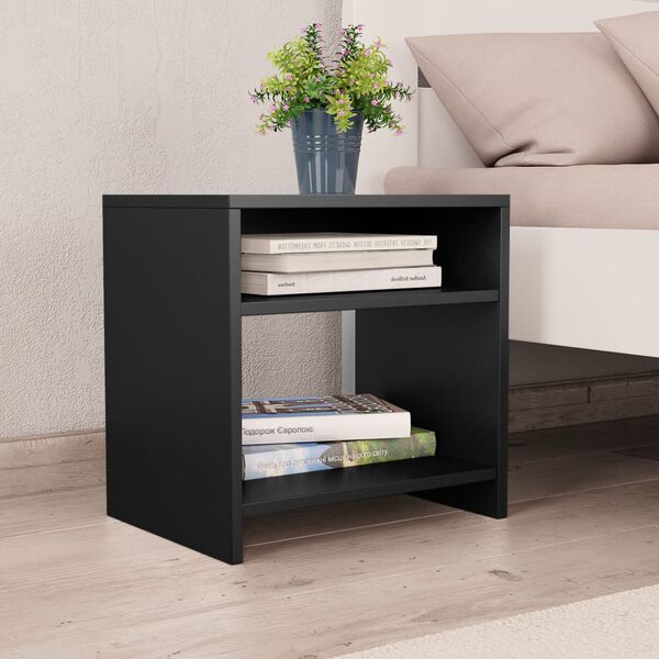 vidaXL Bedside Cabinet Set of 2 Black Engineered wood Small