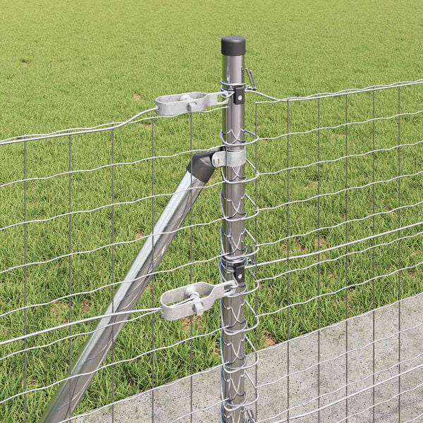 vidaXL Fence Posts Manual 7 pcs Silver Ø32mm 70 cm Galvanized steel