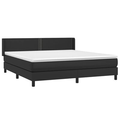 vidaXL Box Spring Bed with Mattress Black Queen Faux Leather