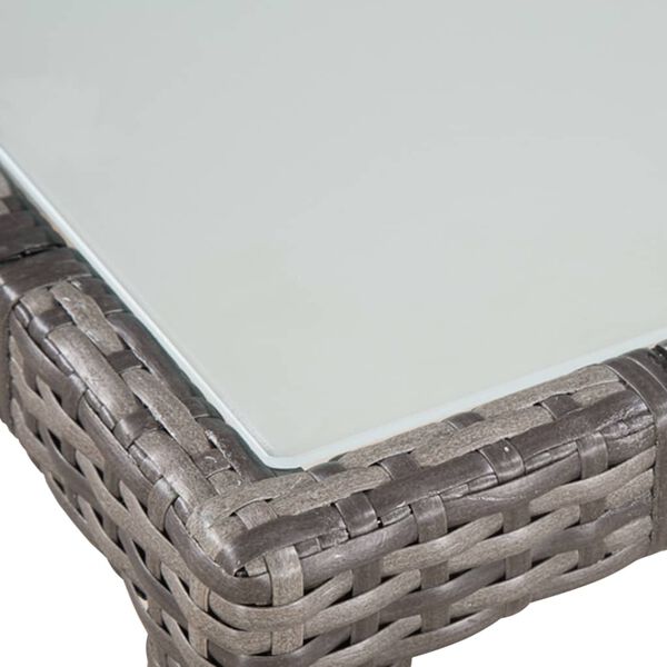 vidaXL Dining Set Gray and dark gray PE rattan, glass, powder-coated steel