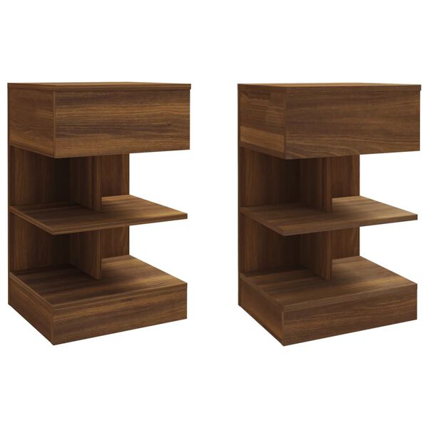 vidaXL Bedside Cabinet Set of 2 Brown Oak Engineered Wood