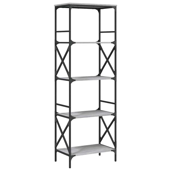 vidaXL Bookcase Grey Sonoma Engineered wood, metal Large Adjustable Feet