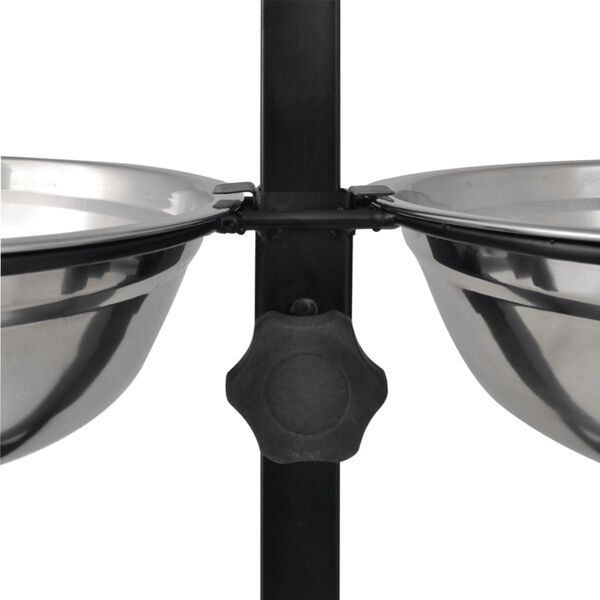 vidaXL Dog Food Stand Stainless Steel Adjustable Height Stand