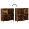 vidaXL Record Cabinet Smoked Oak Engineered Wood, Iron