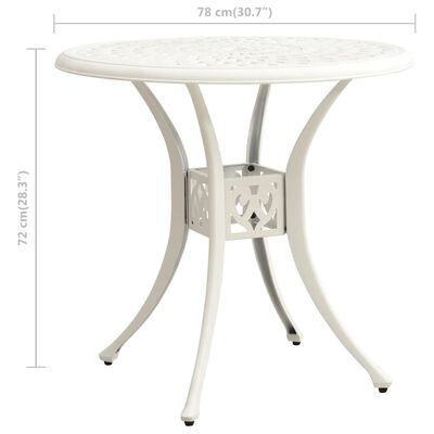 vidaXL Patio Table White 30.7"x30.7"x28.3" Cast Aluminum