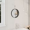 vidaXL Hanging Mirror Black Glass 11.8 in diameter Minimalistic