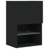 vidaXL TV Cabinet Black Engineered wood, Glass 16.0x11.8x23.6 in