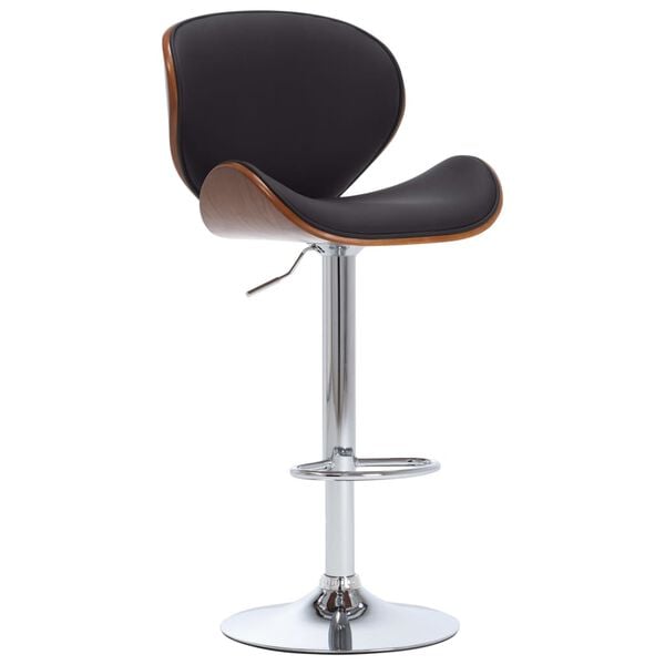 vidaXL Bar Chair Black Faux leather, chrome metal, bent wood Adjustable