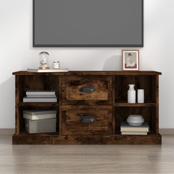 vidaXL TV Cabinet Smoked Oak Engineered Wood Medium TV Cabinet