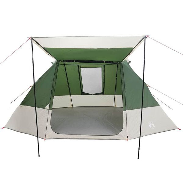 vidaXL Camping Tent with Roof Green 189.76 x 141.73 x 89.37 in Taffeta