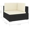 vidaXL Patio Sofa Black Powder-coated steel Medium Adjustable Feet