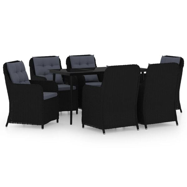 vidaXL Garden Dining Set Black, Dark Grey
