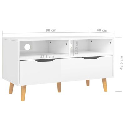 vidaXL TV Cabinet High Gloss White 35.4"x15.7"x19.1" Engineered Wood