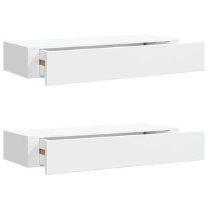 vidaXL Wall-mounted Drawer Shelves 2 pcs White 60x23,5x3.9 " MDF