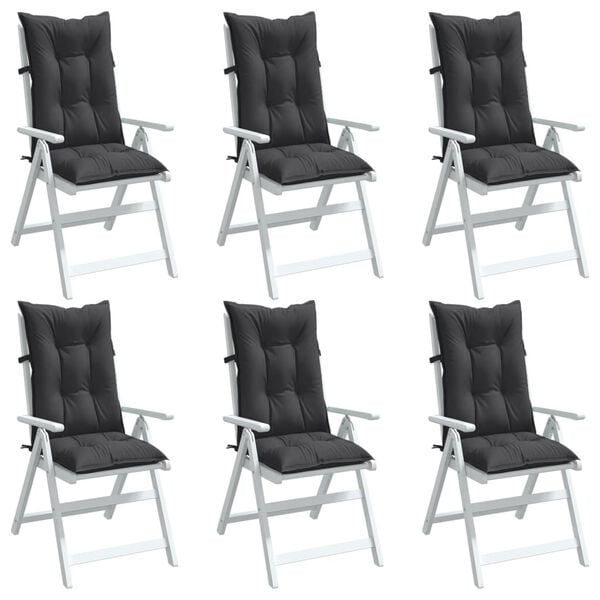 vidaXL Highback Chair Cushion Set of 6 Melange Anthracite