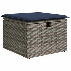 vidaXL Garden Stool Gray 55 x 55 x 37cm poly rattan