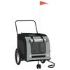 vidaXL Pet Bike Trailer Black and Grey Oxford fabric, Iron, PVC Medium
