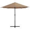 vidaXL Parasol Taupe Polyester Extra Large Height-Adjustable