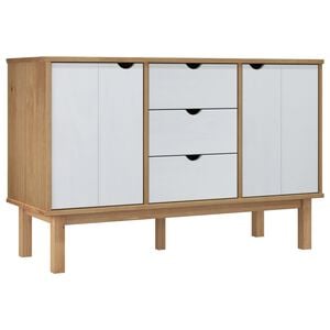 vidaXL Sideboard Brown and White Solid Pine Wood, Engineered Wood