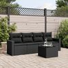 vidaXL Garden Sofa Set Black PE rattan, powder-coated steel, tempered glass