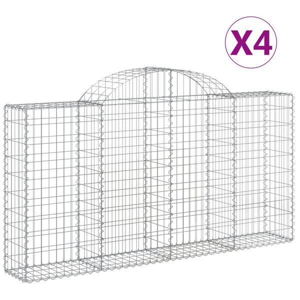 vidaXL Gabion Basket Set of 4 Silver Galvanized iron