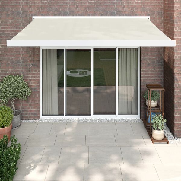 vidaXL Retractable Awning Cream Polyester Fabric 9.8 x 8.2 ft