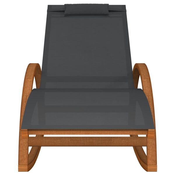 vidaXL Rocking Chair Grey Textilene, Solid Poplar Wood Standard