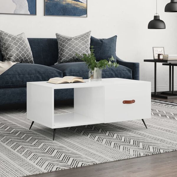 vidaXL Coffee Table High gloss white Engineered wood, iron Coffee Table
