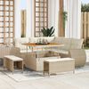 vidaXL Garden Sofa Set Height-Adjustable 8 pcs Beige Poly Rattan