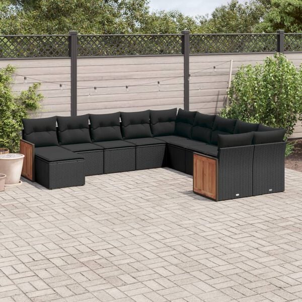 vidaXL Garden Sofa Set Black PE rattan Large Modular Garden Sofa Set