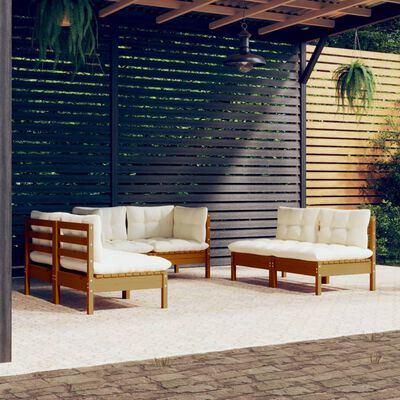 vidaXL 6 Piece Patio Lounge Set with Cushions Solid Pinewood