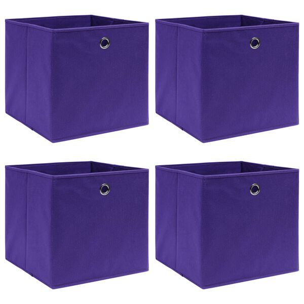 vidaXL Storage Box Set of 4 Purple Non-woven fabric (100% polyester)