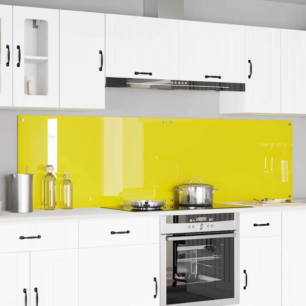 vidaXL Kitchen Backsplash 2 pcs Yellow 43.31 x 23.62 in Tempered Glass