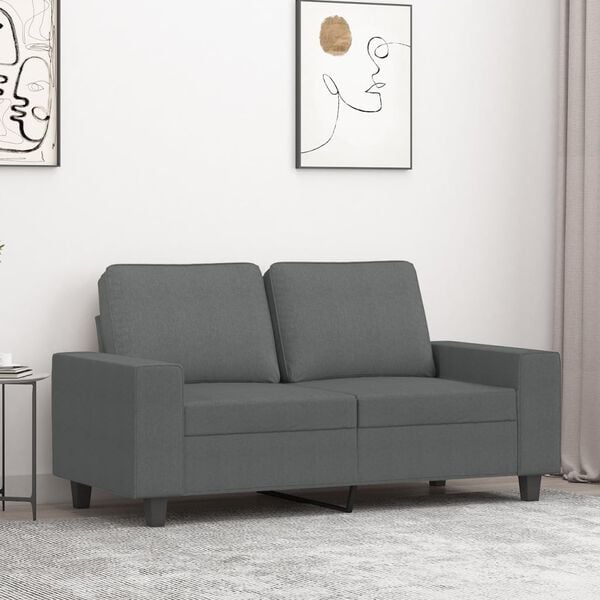 vidaXL 2-seater Sofa Dark grey 100% polyester 47.2 in seat width