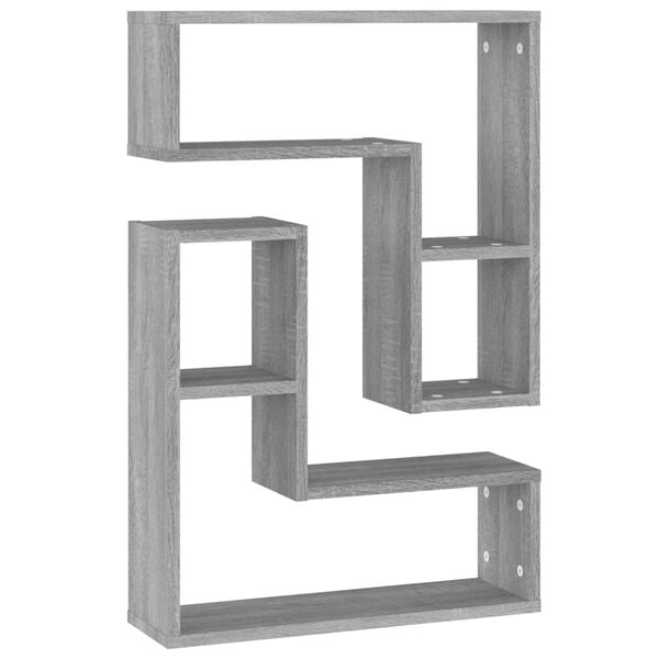 vidaXL Wall Shelf Set of 2 Gray Sonoma Engineered Wood 19.7x5.9x19.7 in