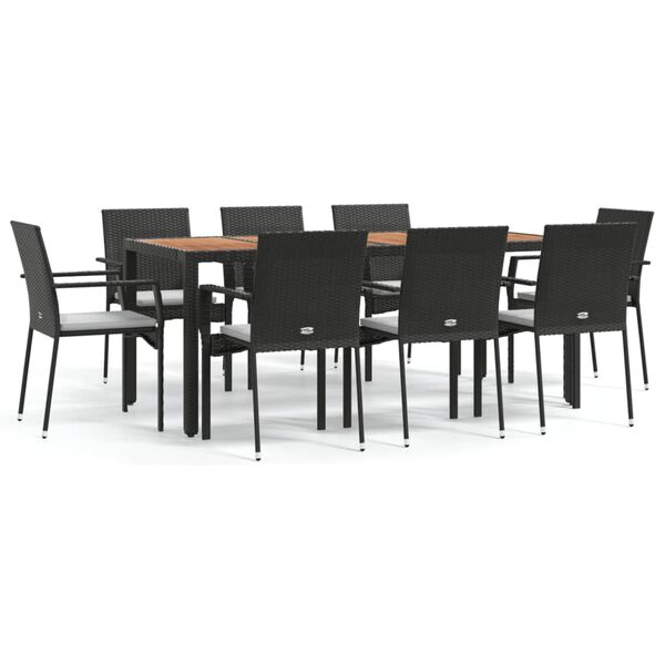 vidaXL Garden Dining Set Black, Cream White