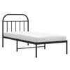 vidaXL Bed Frame Black Powder-coated Steel Twin Bed Frame Rectangular