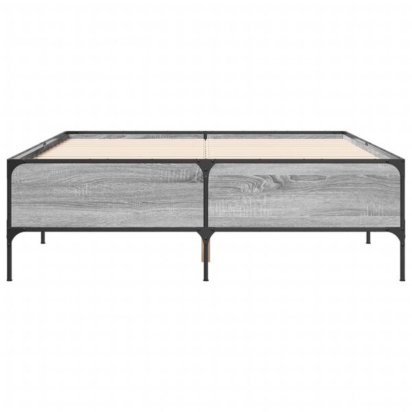 vidaXL Bed Frame without Mattress Grey Sonoma 140 x 78.7 "