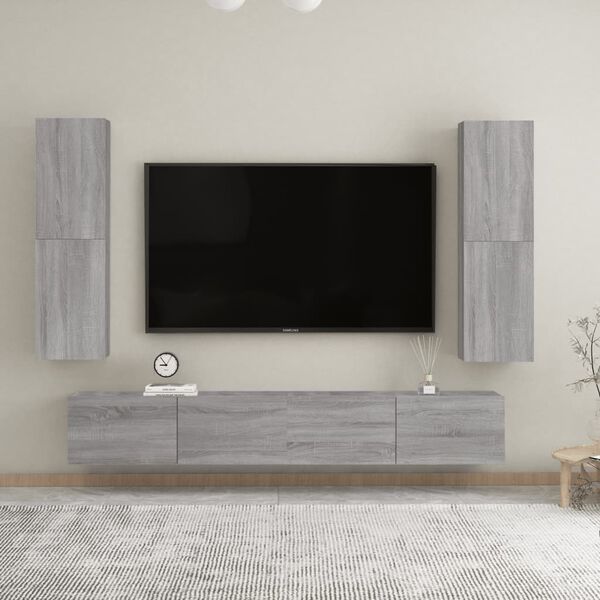vidaXL Wall-mounted TV Cabinet Set of 2 Grey sonoma Engineered wood