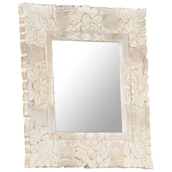 vidaXL Mirror White Solid Mango Wood 19.7x19.7 in Decorative Inlays