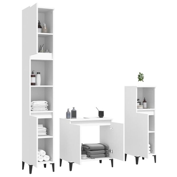 vidaXL Bathroom Furniture Set White Engineered wood, metal Medium