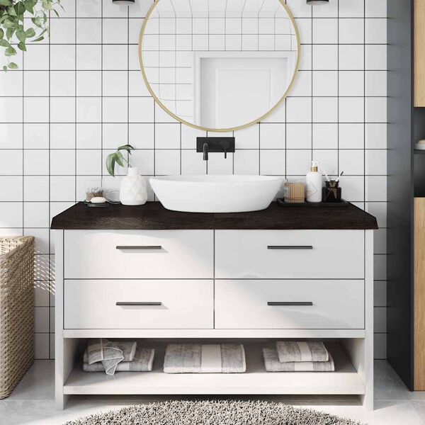 vidaXL Bathroom Countertop Dark Brown 55.1 x 23.6 x (0.8-2.4) " Treated Solid Wood