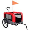 vidaXL Pet Bike Trailer Red and Grey Oxford fabric, steel, metal board